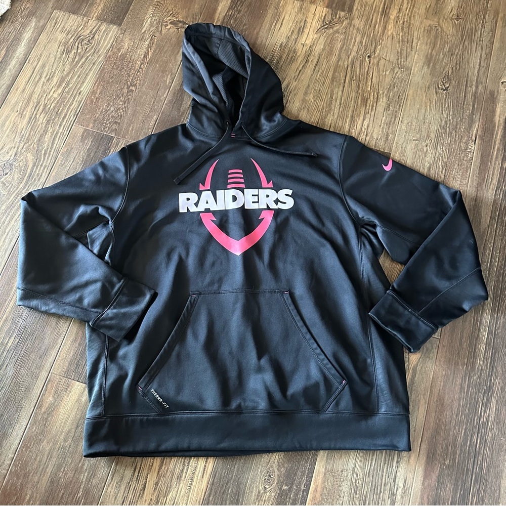 Nike RAIDERS football pink breast cancer therma fit hooded sweatshirt men's XXL